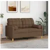 Image de Canapé 2 places avec oreillers décoratifs marron 120 cm tissu3200777