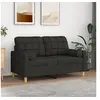 Image de Canapé 2 places avec oreillers décoratifs noir 120 cm tissu3200778