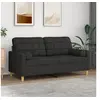 Image de Canapé 2 places avec oreillers décoratifs noir 140 cm tissu