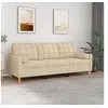 Image de Canapé 3 places avec oreillers décoratifs crème 180 cm tissu