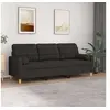 Image de Canape droit 3 places en polyester noir 77 x 198 x 80 cm
