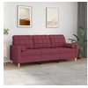 Image de Canapé 3 places avec oreillers décoratifs bordeaux 180 cm tissu