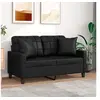 Image de Canapé 2 places avec oreillers décoratifs noir 120cm similicuir