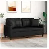 Image de Canapé 2 places avec oreillers décoratifs noir 140cm similicuir