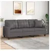 Image de Canapé 3 places avec oreillers décoratifs gris 180cm similicuir