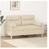 Image de Canapé 2 places avec oreillers décoratifs crème 120 cm tissu3200815