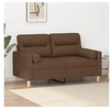 Image de Canapé 2 places avec oreillers décoratifs marron 120 cm tissu3200816