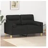 Image de Canapé 2 places avec oreillers décoratifs noir 120 cm tissu3200817
