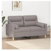 Image de Canapé 2 places avec oreillers décoratifs taupe 120 cm tissu, canapé, causeuse, canapé de salon, canapés, canapé 3200820