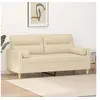 Image de Canapé 2 places avec oreillers décoratifs crème 140 cm tissu3200823