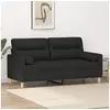 Image de Canapé 2 places avec oreillers décoratifs noir 140 cm tissu3200825