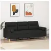 Image de Canapé 3 places avec oreillers décoratifs noir 180 cm tissu3200833