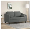 Image de Canapé 2 places avec oreillers gris foncé 120 cm tissu