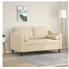 Image de Canapé 2 places avec oreillers décoratifs crème 120 cm tissu3200839
