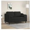 Image de Canapé 2 places avec oreillers décoratifs noir 120 cm tissu