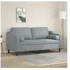 Image de Canapé 2 places avec oreillers gris clair 140 cm tissu
