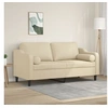 Image de Canapé 2 places avec oreillers décoratifs crème 140 cm tissu3200847