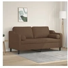 Image de Canapé 2 places avec oreillers décoratifs marron 140 cm tissu3200848