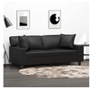 Image de Canapé 2 places avec oreillers décoratifs noir 140cm similicuir