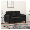 Image de Canapé 2 places avec oreillers décoratifs noir 120 cm velours