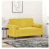 Image de Canapé 2 places avec oreillers décoratifs jaune 120 cm velours