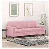 Image de Canape droit 3 places en polyester rose 77 x 198 x 80 cm
