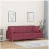 Image de Canapé 3 places avec oreillers décoratifs bordeaux 180 cm tissu, canapé, canapé de salon, canapé 3 places en tissu, canapé rembourré