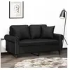 Image de Canapé 2 places avec oreillers décoratifs noir 120cm similicuir