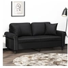 Image de Canapé 2 places avec oreillers décoratifs noir 140cm similicuir