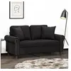Image de Canapé 2 places avec oreillers décoratifs noir 120 cm velours