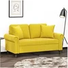 Image de Canapé 2 places avec oreillers décoratifs jaune 120 cm velours