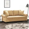 Image de Canapé 2 places avec oreillers décoratifs brun 140 cm velours