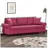 Image de Canape droit 3 places en velours rouge 77 x 212 x 80 cm