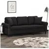 Image de Canapé 3 places avec oreillers décoratifs noir 180 cm velours