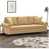 Image de Canape droit 3 places en velours marron 77 x 212 x 80 cm
