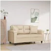 Image de Canapé 2 places avec oreillers crème 120 cm tissu microfibre