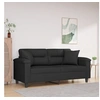 Image de Canapé 2 places avec oreillers noir 140 cm tissu microfibre