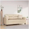 Image de Canape droit 2 places en tissu beige 77 x 170 x 80 cm