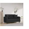 Image de Canapé 2 places avec oreillers décoratifs noir 120cm similicuir