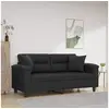 Image de Canapé 2 places avec oreillers décoratifs noir 140cm similicuir