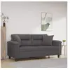 Image de Canapé 2 places avec oreillers décoratifs gris 140cm similicuir