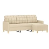 Image de Canapé à 3 places avec repose pieds Crème 180 cm Tissu