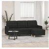 Image de Canapé à 3 places avec repose pieds Noir 180 cm Tissu
