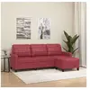 Image de Canape droit 3 places en simili-cuir rouge 60 x 198 x 41 cm