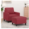 Image de Fauteuil met voetenbank 60 cm kunstleer wijnrood3201022