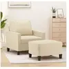 Image de Fauteuil avec repose pied Crème 60 cm Tissu