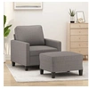Image de Fauteuil avec repose pied Taupe 60 cm Tissu