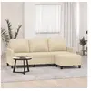 Image de Canapé à 3 places avec repose pieds Crème 180 cm Tissu