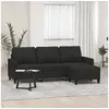 Image de Canapé à 3 places avec repose-pieds Noir 180 cm Tissu3201041