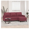Image de Canapé à 3 places avec repose pieds Rouge bordeaux 180 cm Tissu